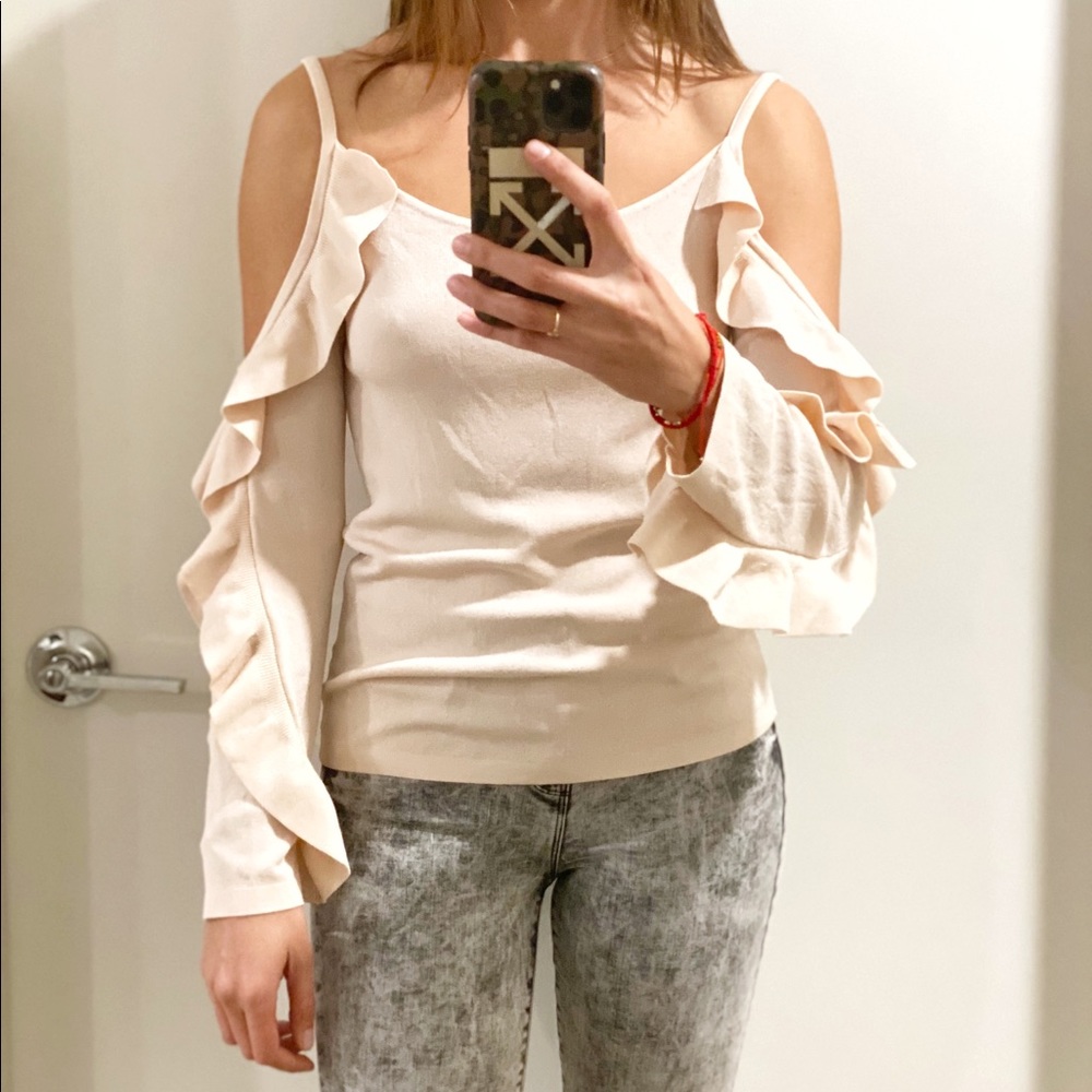 Club Monico cold shoulder blouse with ruffles